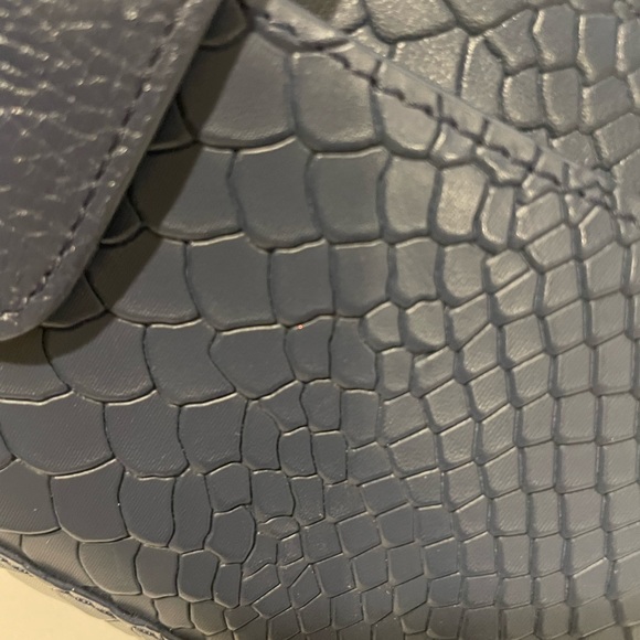 GiGi New York Embossed Python Zip Around Wristlet Wallet in Navy Blue - Picture 7 of 16